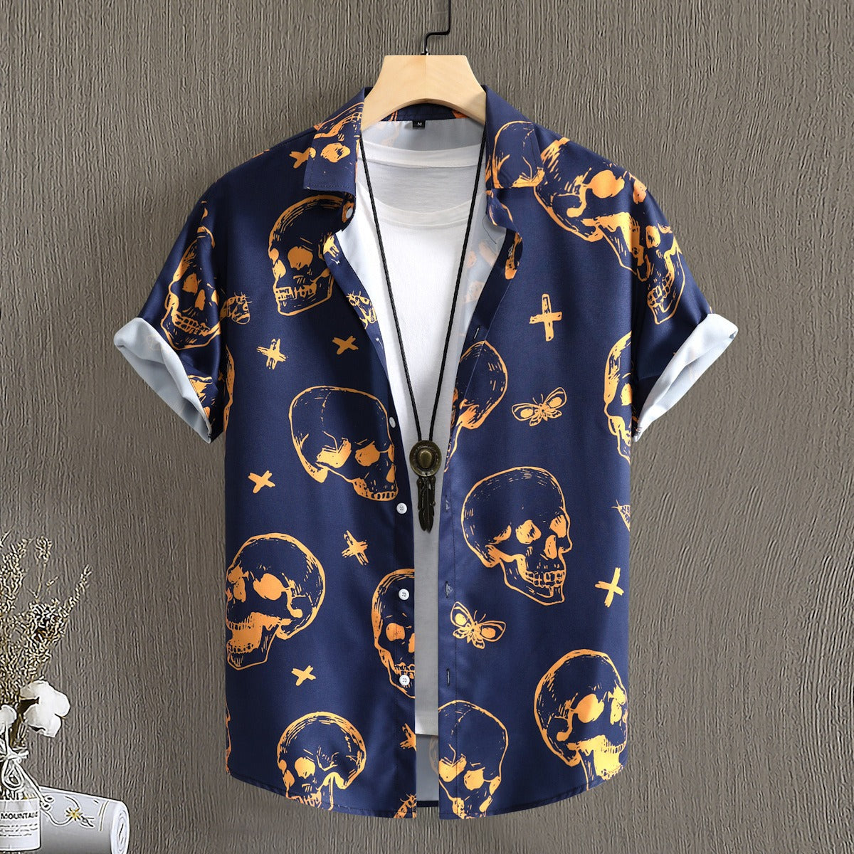 Men's Casual Loose Fit Skull T-Shirt