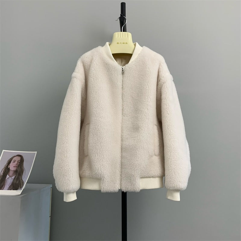 Composite fur one-piece coat for women