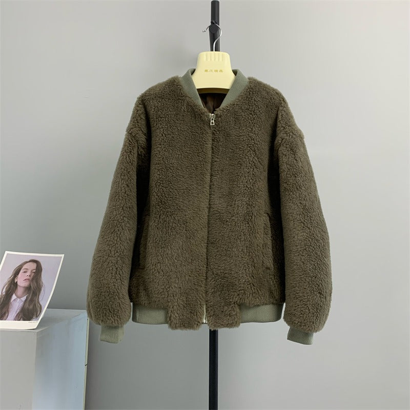 Composite fur one-piece coat for women