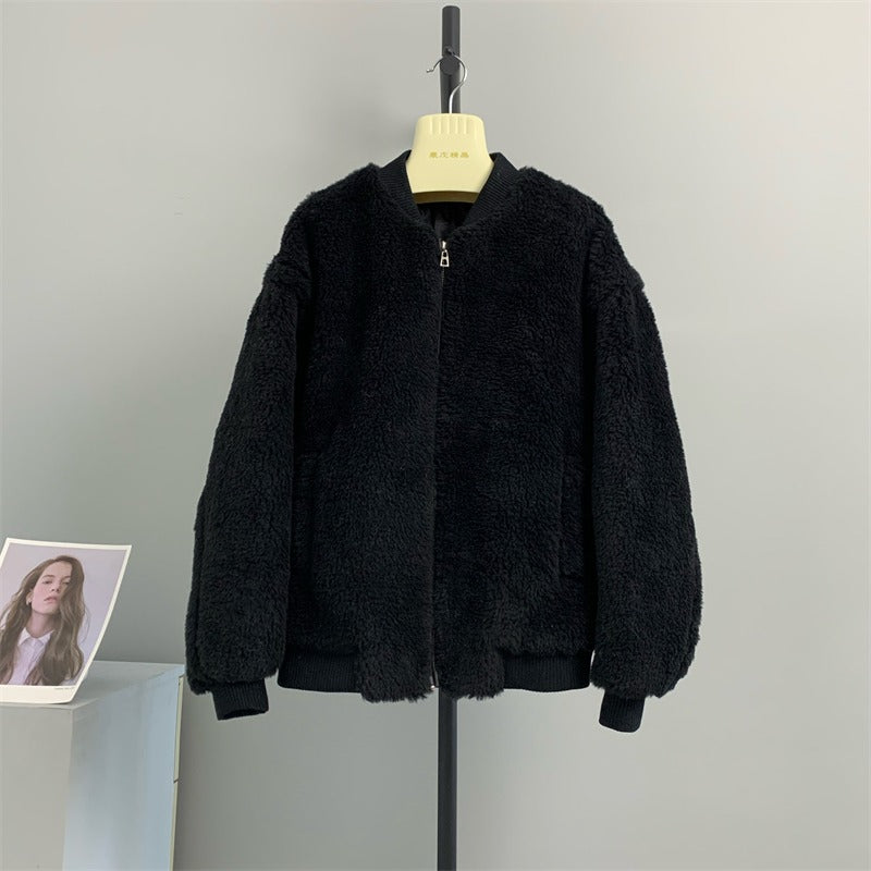 Composite fur one-piece coat for women