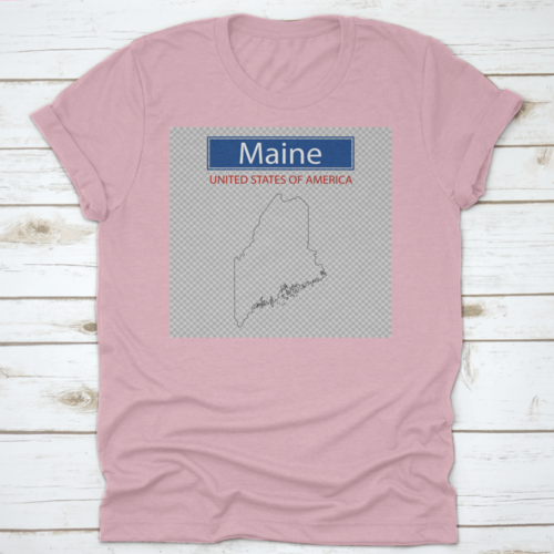 An Outline Of The Map Of The State Of Maine With Label And Simple