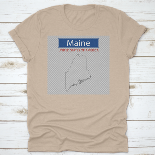 An Outline Of The Map Of The State Of Maine With Label And Simple