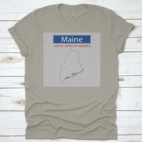 An Outline Of The Map Of The State Of Maine With Label And Simple