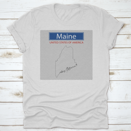 An Outline Of The Map Of The State Of Maine With Label And Simple